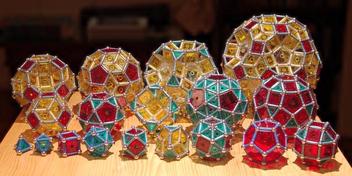 GEOMAG constructions: Platonic and Archimedean solids