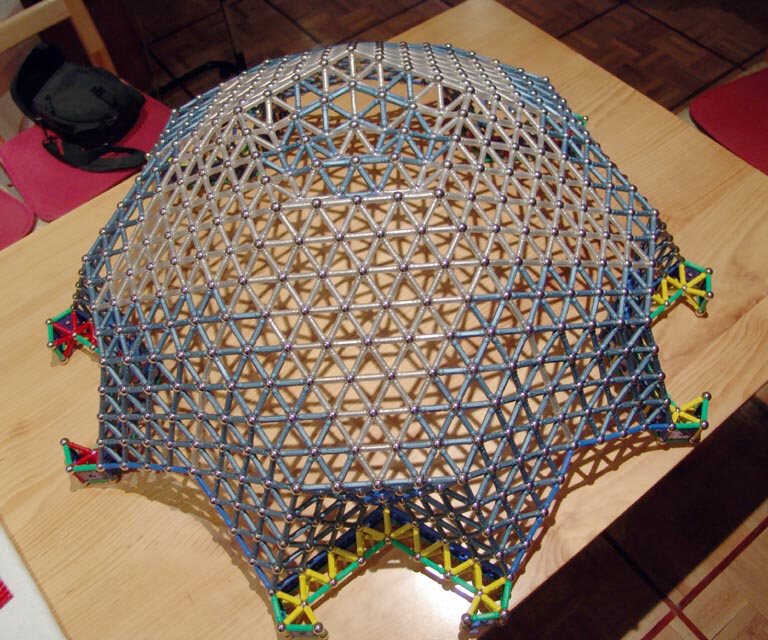GEOMAG constructions: Pseudogeodesic spherical cup to scale 4, oblique top view