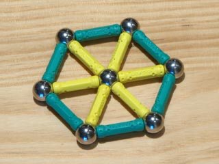 GEOMAG constructions: Regular hexagon with auxiliary rods