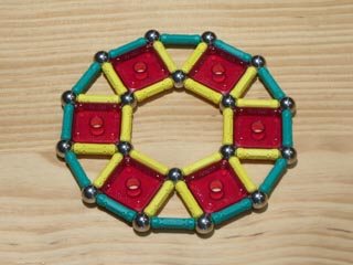 GEOMAG constructions: Regular dodecagon external to squares and triangles