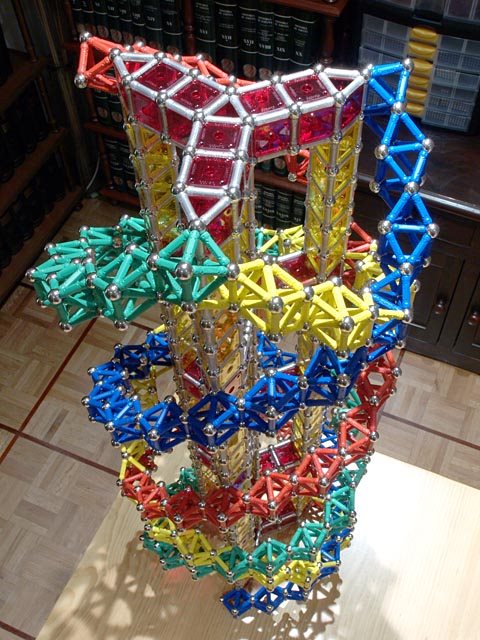 GEOMAG constructions: Helix 4, four helices, top oblique view