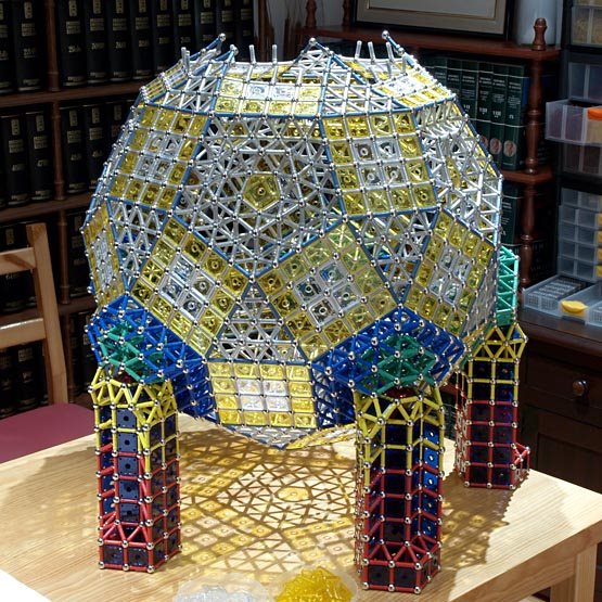 GEOMAG constructions: The rhombicosidodecahedron to scale 4 (incomplete)