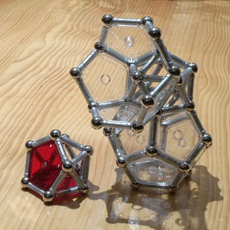 GEOMAG constructions: Metabidiminished icosahedron and normal icosahedron